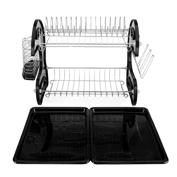 Multifunctional Dual Layers Bowls Dish Collection Shelf Dish Drainer | Under $100 | Kitchen + Metal