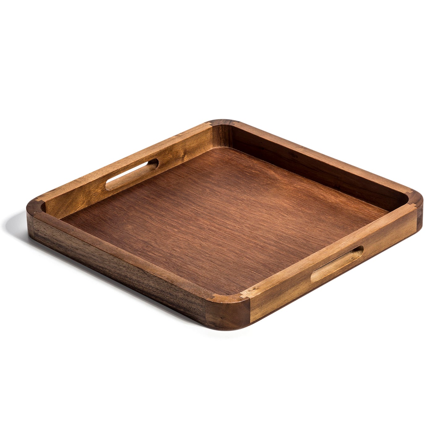 Acacia Wood Square Serving Tray 14" x 14" | Kitchen + Metal