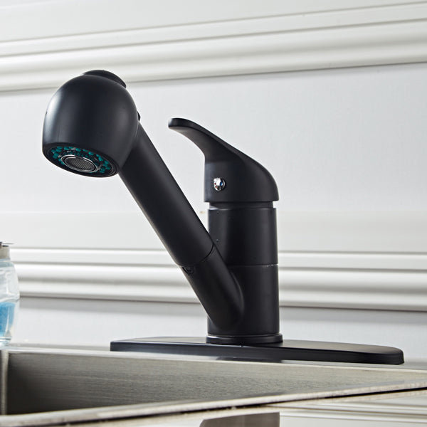 black kitchen faucet front view