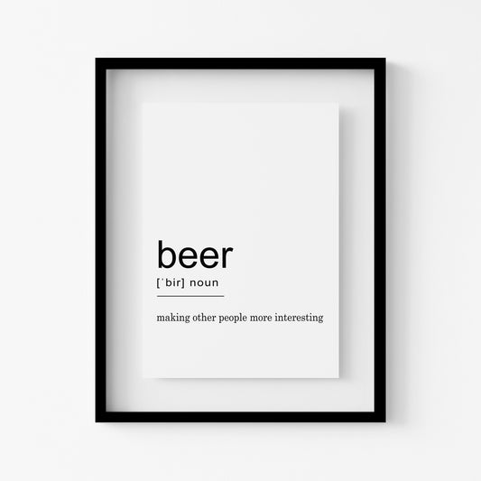 Beer Definition Wall Art Print | Home Decor | Kitchen + Metal