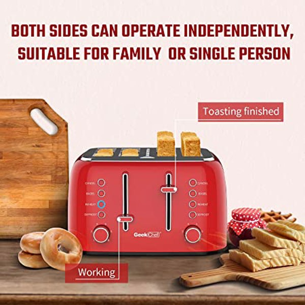 Retro Toaster Extra Wide Slot Independent Temperature Control Toaster | Toasters | Under $100 | Kitchen + Metal