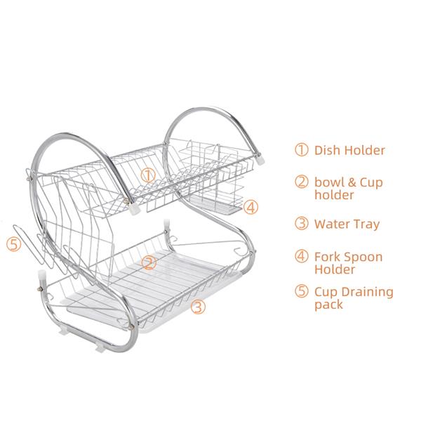 Multifunctional S-shaped Dual Layers Bowls & Dishes Collection Shelf | Under $100 | Kitchen + Metal