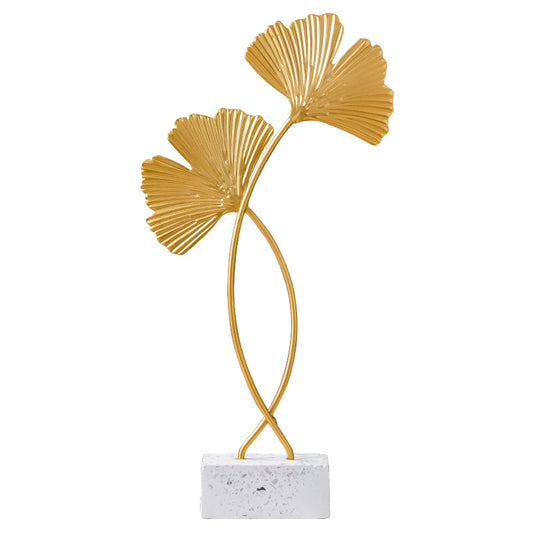 Nordic Marble Base Ginkgo Leaf Metal Ornaments Cabinet Home Decor | Kitchen + Metal