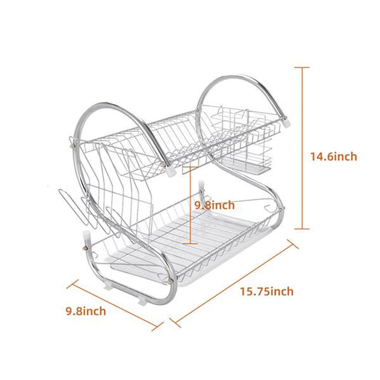 Multifunctional S-shaped Dual Layers Bowls & Dishes Collection Shelf | Under $100 | Kitchen + Metal
