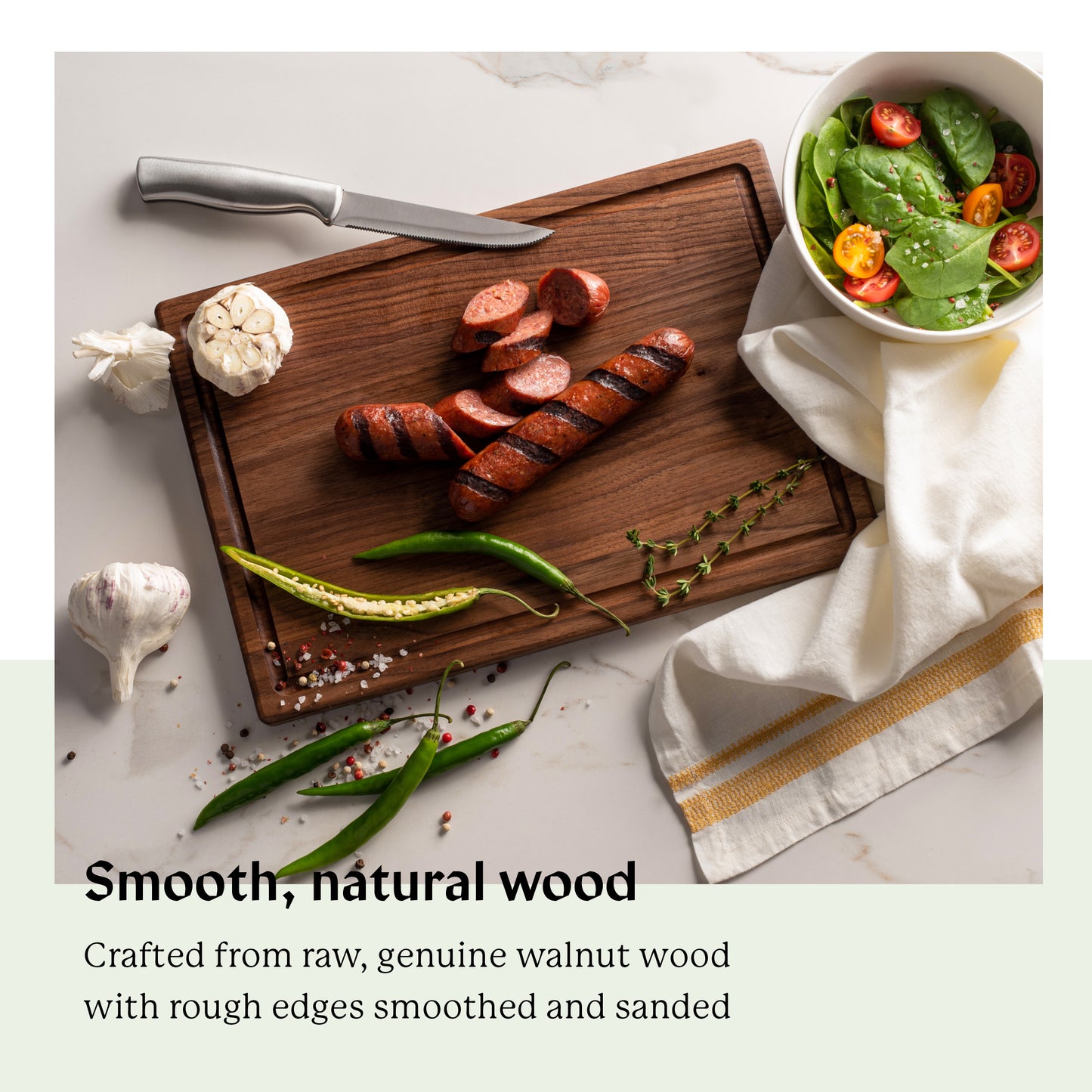 Härthwood Walnut Wood Cutting Board with Juice Groove (9"x13")