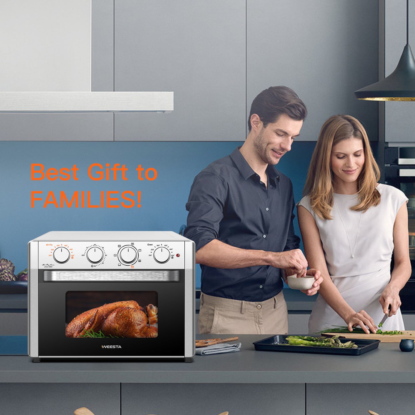 Air Fryer Toaster Oven Combo 7-in-1 Convection Oven Countertop | Toasters | Kitchen + Metal