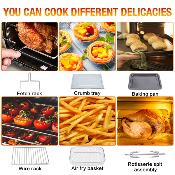 Air Fryer Toaster Oven LCD Countertop with Rotisserie and Dehydrator | Toasters| Kitchen + Metal