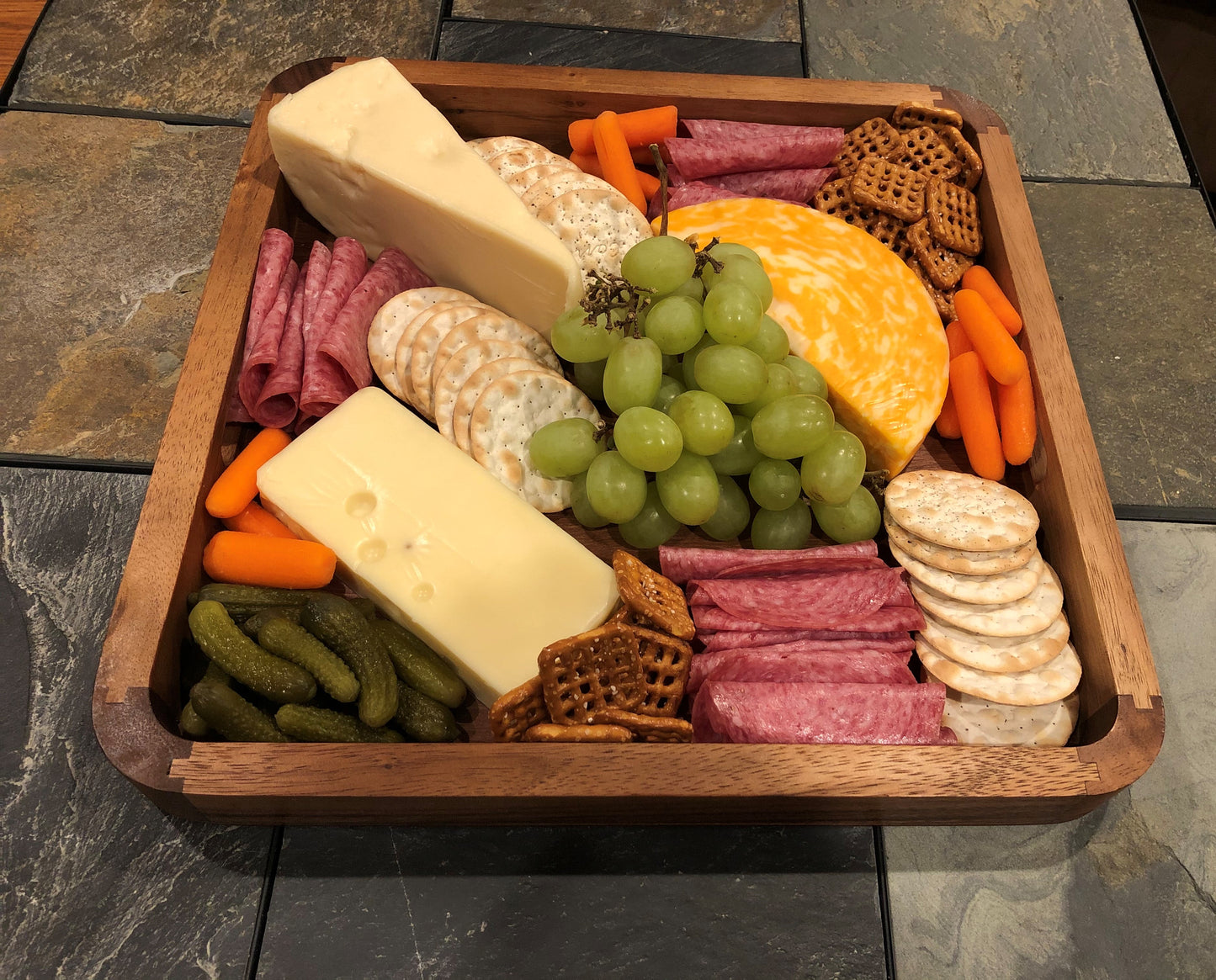 Acacia Wood Square Serving Tray 14" x 14" | Kitchen + Metal