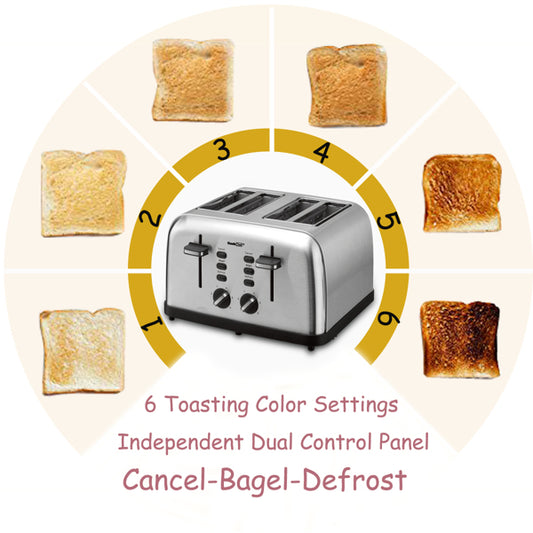 Mini Toaster Stainless Steel Extra-Wide Slot with Multifunction | Toaster | Kitchen + Metal