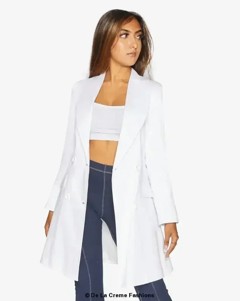 De la Creme Longline Double Breasted Blazer - UK Made | Femstylo