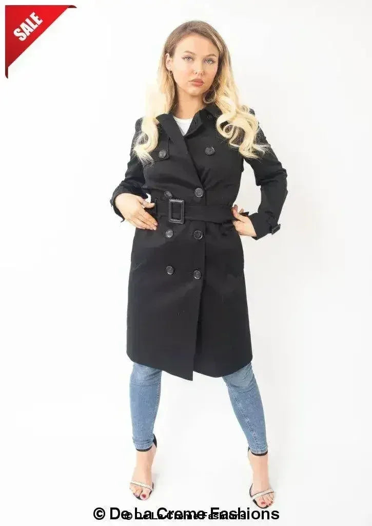 Double-Breasted Trench Coat - UK Made Polyester Blend | Femstylo
