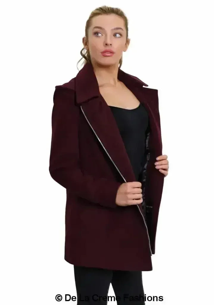 De La Creme Wool Blend Hooded Coat - Italian Fabric | Femstylo