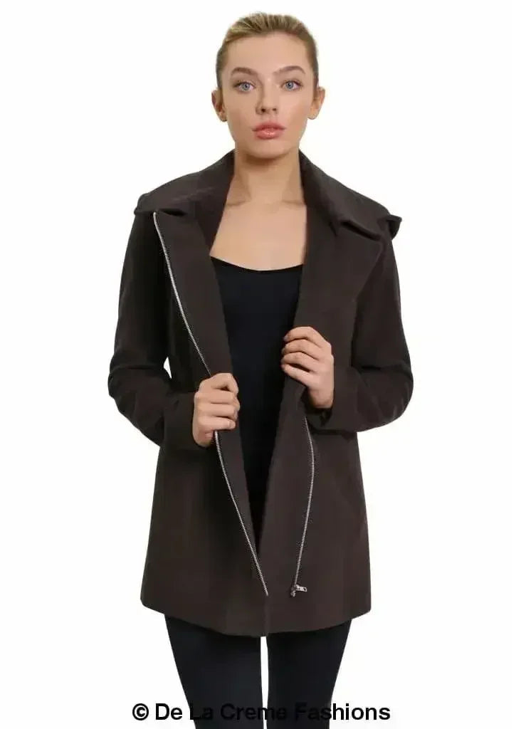 De La Creme Wool Blend Hooded Coat - Italian Fabric | Femstylo