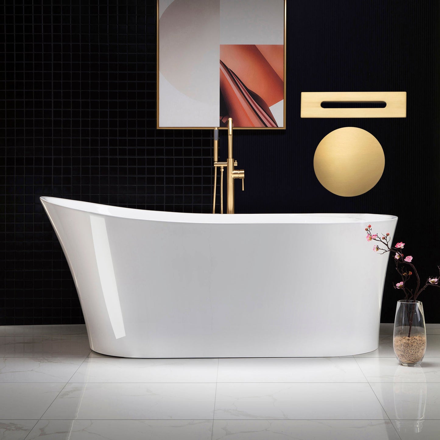 WOODBRIDGE 67" Acrylic Freestanding Bathtub Contemporary Soaking Tub