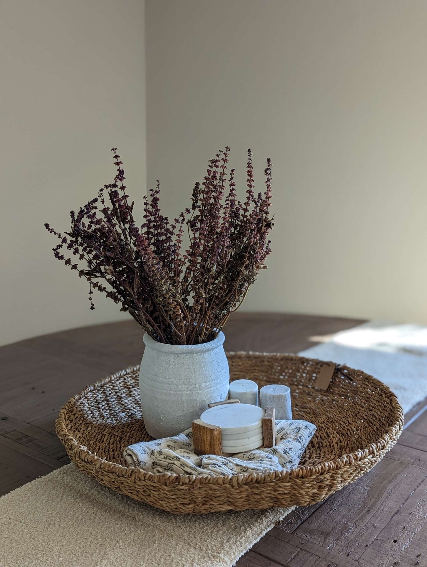 Decorative Coarse Terracotta Crock, Distressed White Volcano Glaze