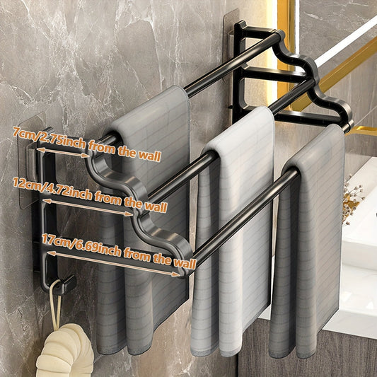 Sleek PunchFree WallMounted Towel Rack with Three Rods