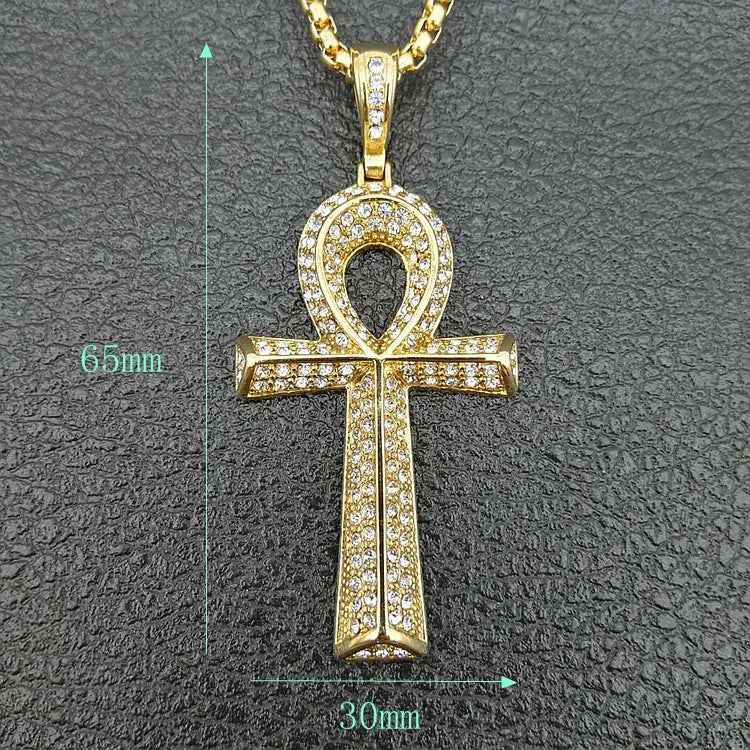 Men’s/Women’s Egyptian Ankh Pendant - Hip-Hop Steel Unisex Gem