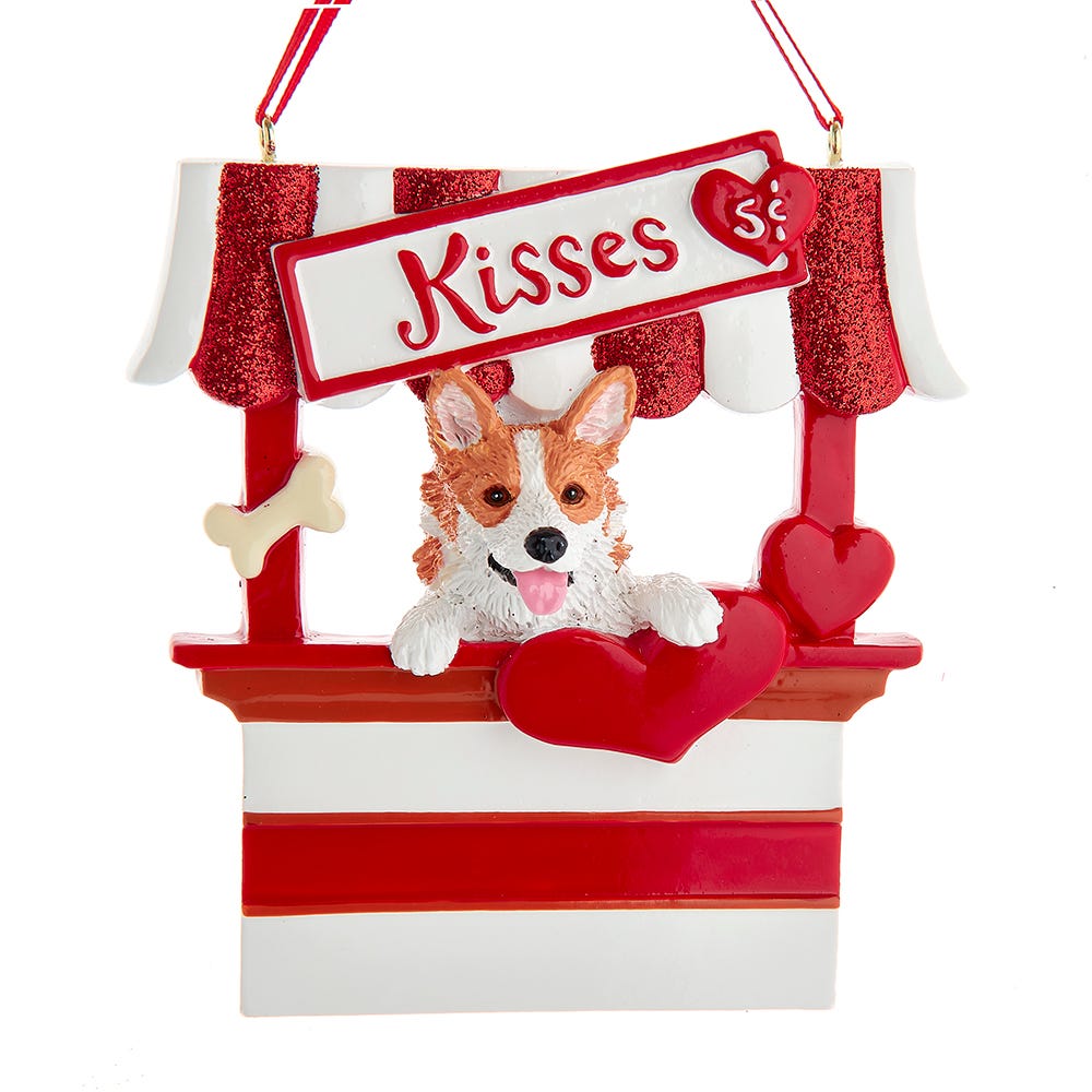 Dog Kisses - Kissing Booth Ornament - Corgi