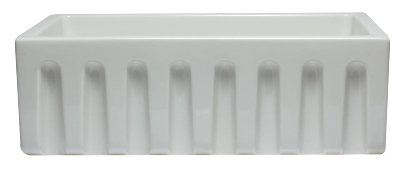 ALFI brand AB3018HS Reversible Smooth / Fluted Single Bowl Fireclay Farm Sink