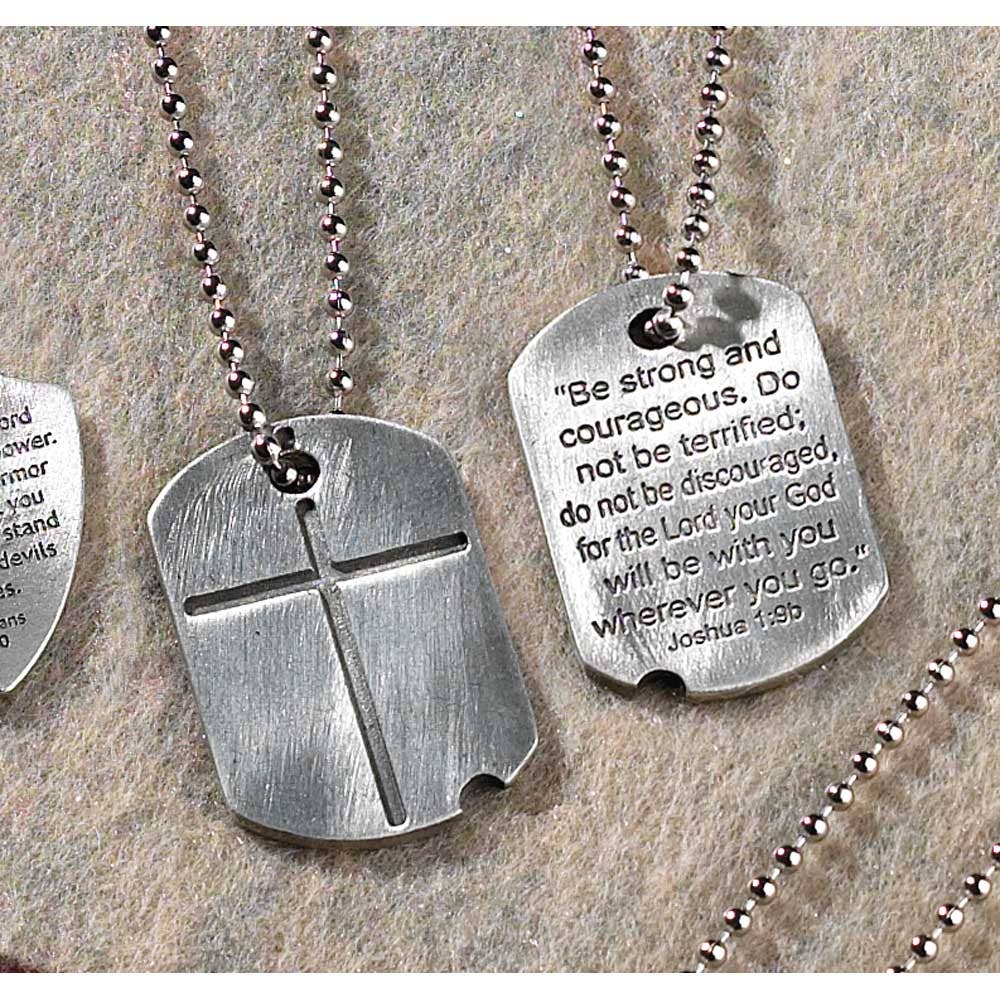 Dogtag Cross Necklace Josh 1:9B