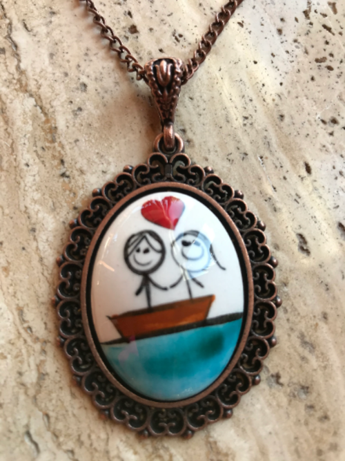 Artisan Made Ceramic Necklace Pendants - Friendship & Love Designs,