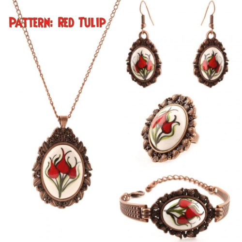 Artisan Made Floral Jewelry Set - Ceramic Bracelets for Women and