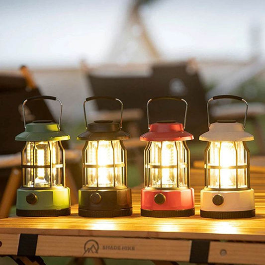 Outdoor LED Lantern Portable Retro Camping Garden Rechargeable Lamp