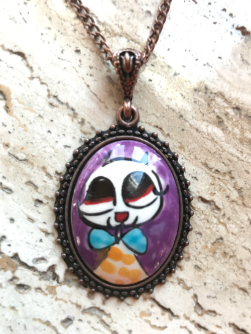 Animal Drawing - Cini Ceramic Necklace - Owl & Cats Theme Necklace