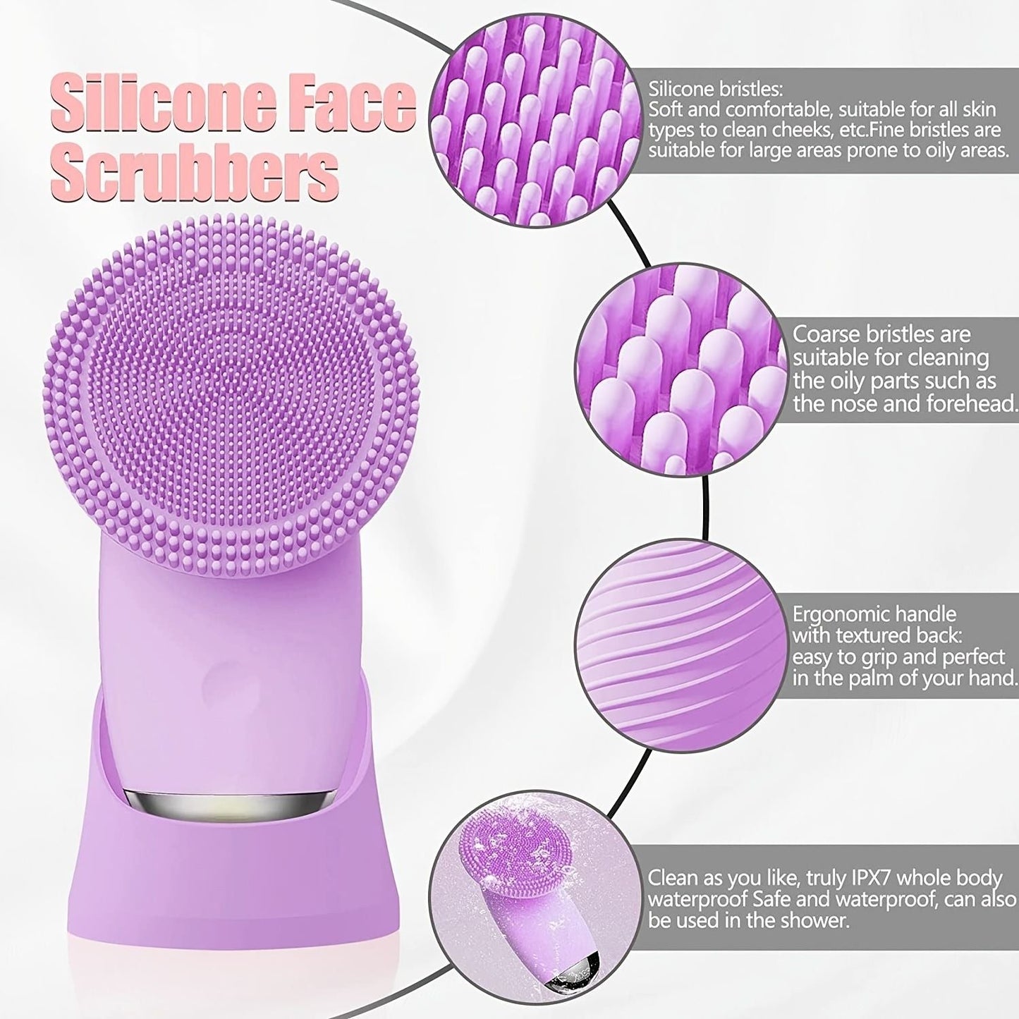 CONESN Electric Facial Cleansing Brush,Silicone Facial Cleansing Brush, Electric Silicone Face Brush, Sonic Facial Cleansing Brush For Makeup Remover