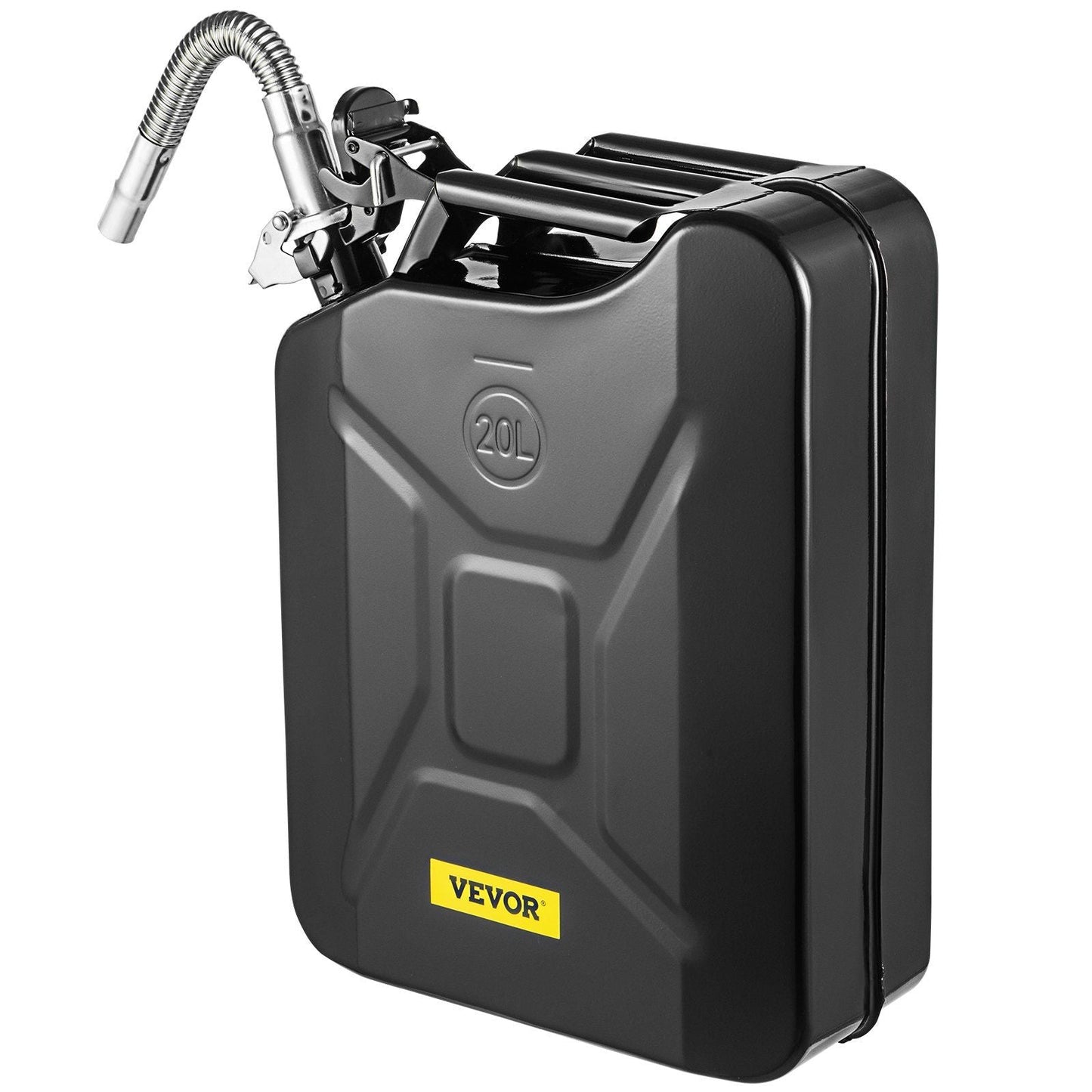 VEVOR Jerry Fuel Can, 5.3 Gallon / 20 L Portable Jerry Gas Can with Flexible Spout System, Rustproof & Heat-resistant Steel Fuel Tank for Cars Trucks Equipment, Black