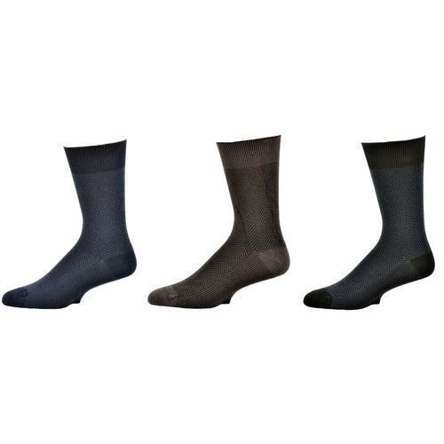 Men's Socks Dark Herringbone Design Crew 3 Pair Packs