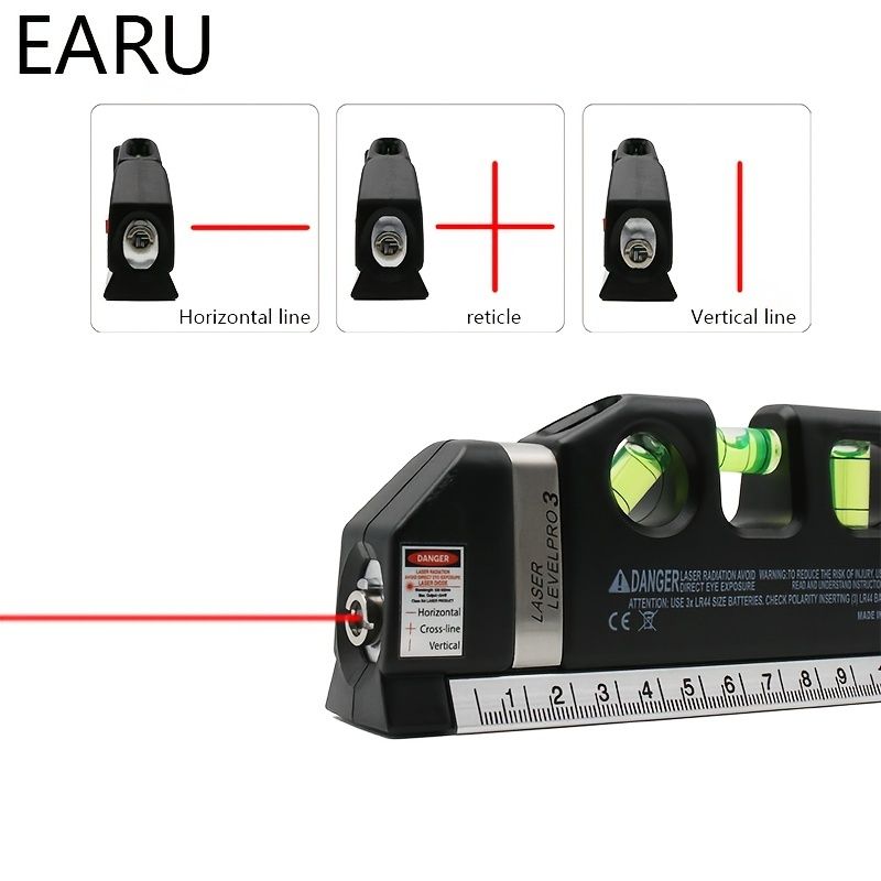 1pc Precision Multi-Purpose Laser Level, Horizontal Vertical Laser Beam Measuring Tape, Magnetic Laser Level, Non-Magnetic Laser Level For Construction, Interior Design