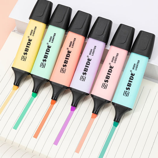 6pcs Macron Color Fluorescent Markers For Marking Key Points For Study And Office