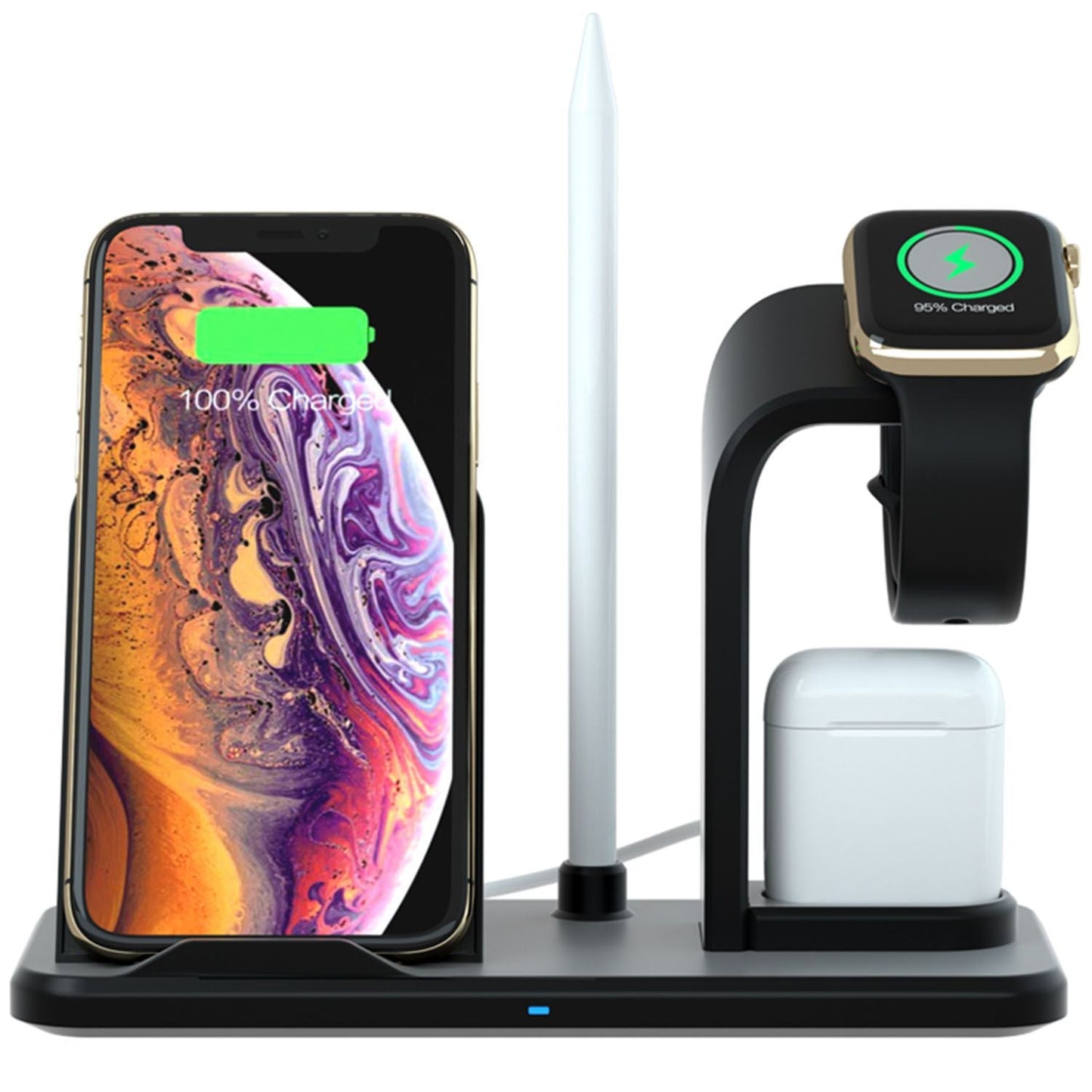 Besegad 4 in 1 Assemable Fast Wireless Charging Stand Dock Station for iPhone XS Max Apple Pencil iWatch Series 1 2 3 4 Airpods