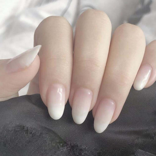False Fingernails Gradient Color Pink White Artificial False Nails Tips Fake Nail Art Decoration Nail Art