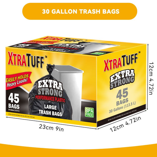 45 Pieces Puncture Tear Resistant Trash Bags, 30 Gallon Capacity, Multipurpose Cleaning Supplies For Industrial, Garden, Home, And Commercial Use - Durable, Leak-Proof