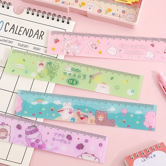 Cartoon Acrylic Ruler Student Office Drawing Measuring Ruler Color Cute 7.87inch Ruler Daily Office Supplies