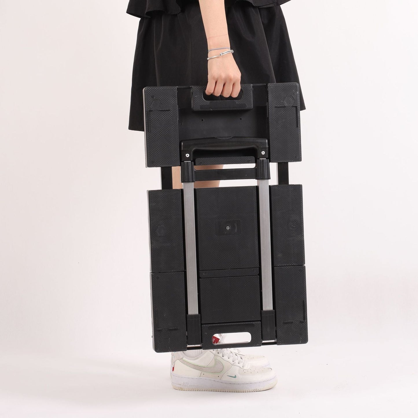 Folding Hand Truck 330lbs, Portable Heavy Duty Dolly Cart, 6 Wheels Collapsible Luggage Cart with 1 Elastic Ropes - Compact Trolley Cart for Easy Moving