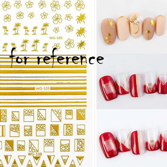 20 Sheets Gold Color Self-Adhesive Nail Stickers DIY Nail Art Decals Decorations Nail Decals