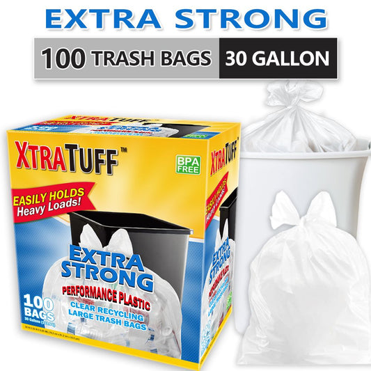 Boxs Of 100 Bags 30 Gallon White Disposable Large Trash Bags For Large Kitchen Trash Can, Hefty Ultra Strong 100 Count 113.5L Multipurpose Supplies For Industrial, Garden, Home,