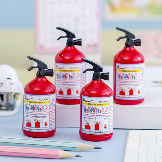 1pc/2pcs Fire Extinguisher Creative Single-hole Pencil Sharpener Manual Pen Sharpener Hand-shaking Pencil Sharpener