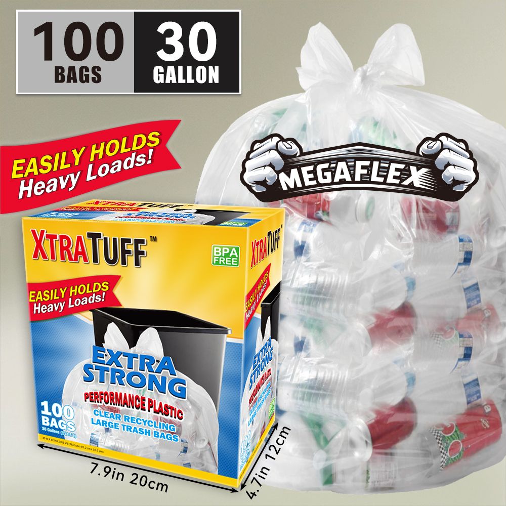 Boxs Of 100 Bags 30 Gallon White Disposable Large Trash Bags For Large Kitchen Trash Can, Hefty Ultra Strong 100 Count 113.5L Multipurpose Supplies For Industrial, Garden, Home,