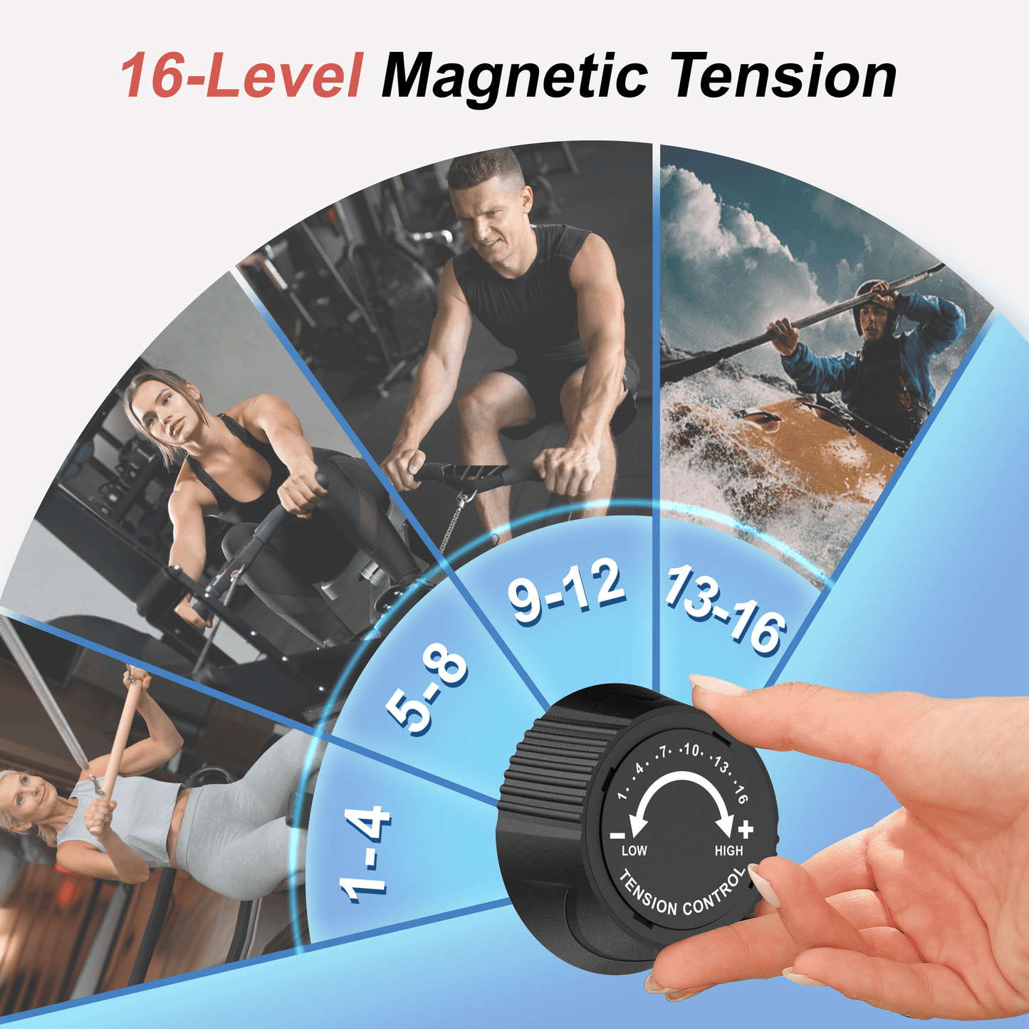 Rowing Machines for Home, Magnetic Rowing Machine with 77lbs High Resistance Rowing Machine,16 Levels of Quiet Resistance,Rower Machine for Home Row Machine,App Compatible,LCD Monitor