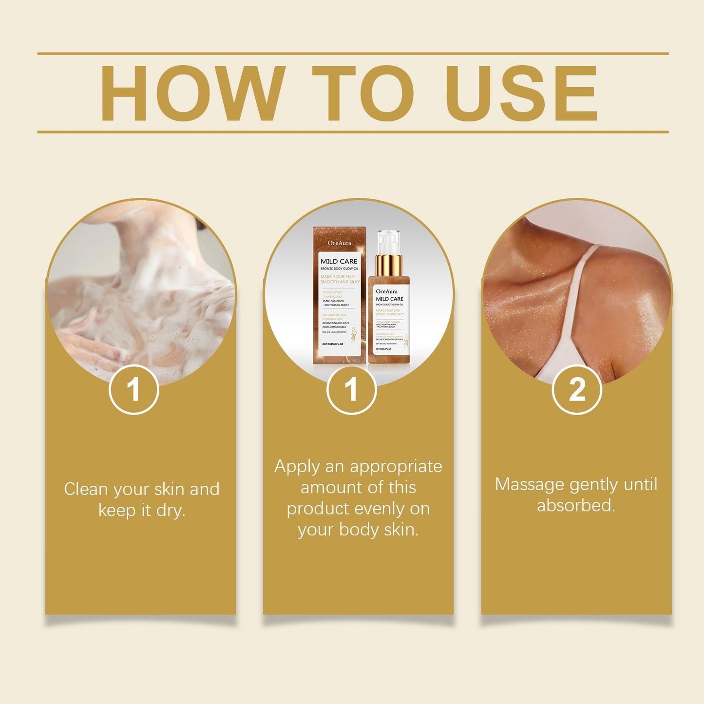 OceAura Bronzer Body Shimmer Oil Shimmer Bronzer Liquid Rose Gold High Gloss Oil Waterproof Moisturizing Massage