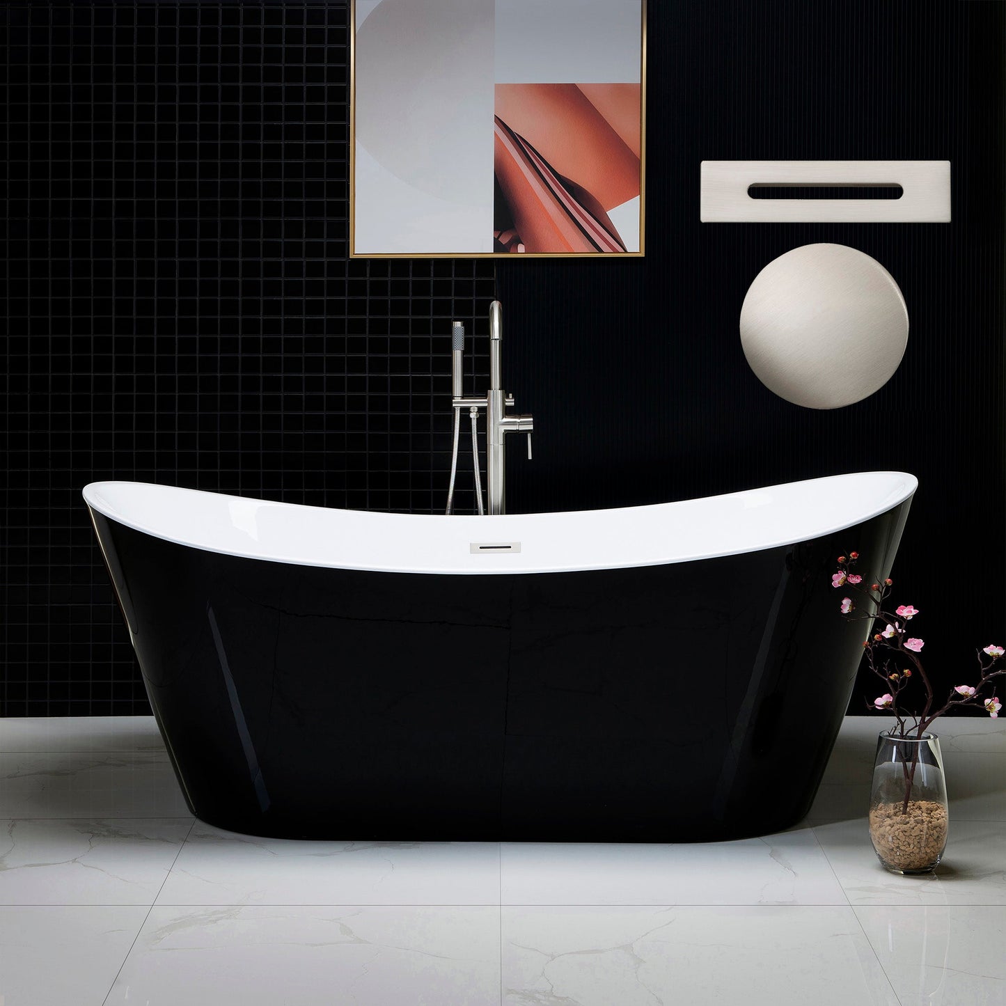 WOODBRIDGE B-1817 71" Acrylic Freestanding Bathtub Contemporary Soaking Tub