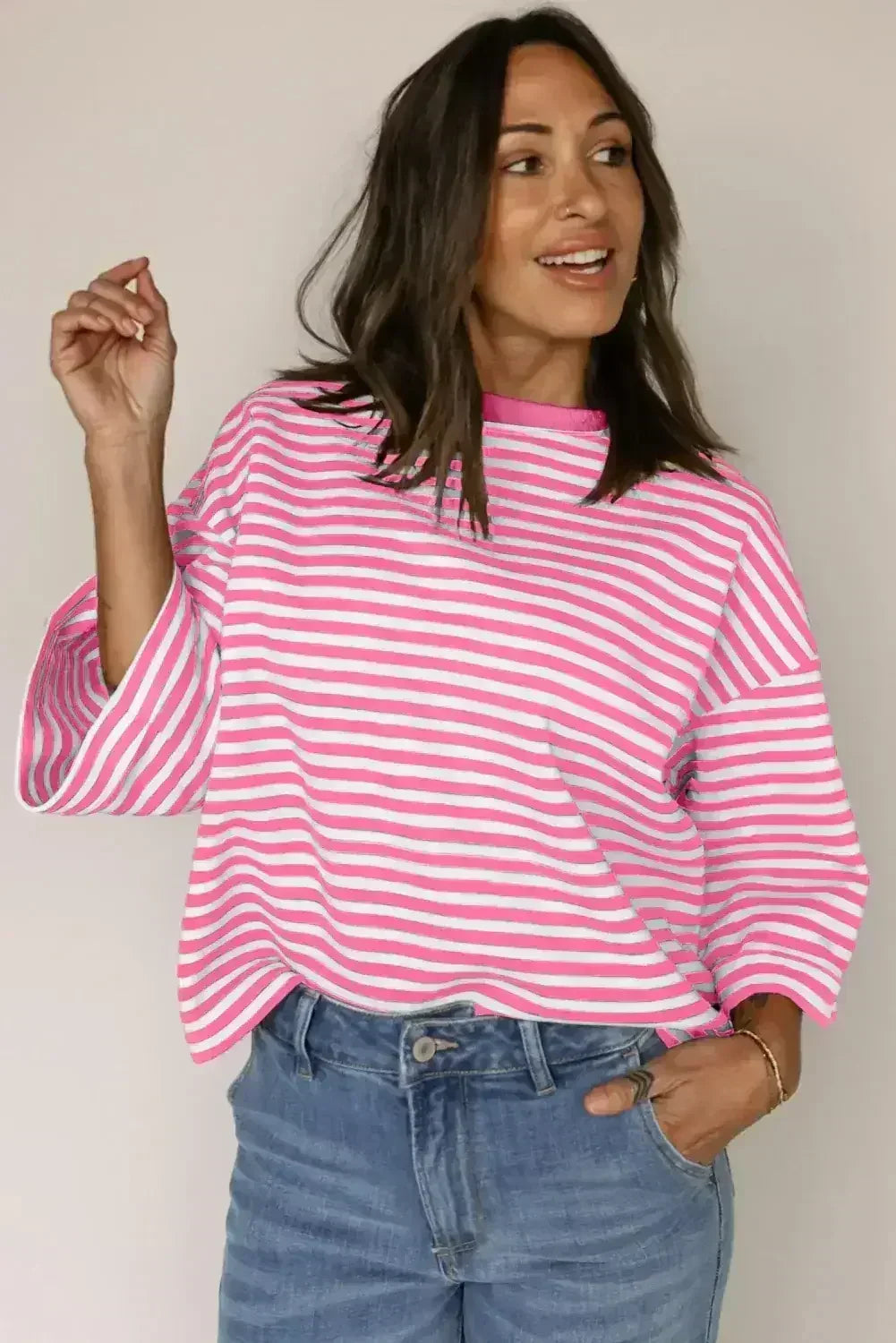 Black Stripe Bowknot Backless T-Shirt