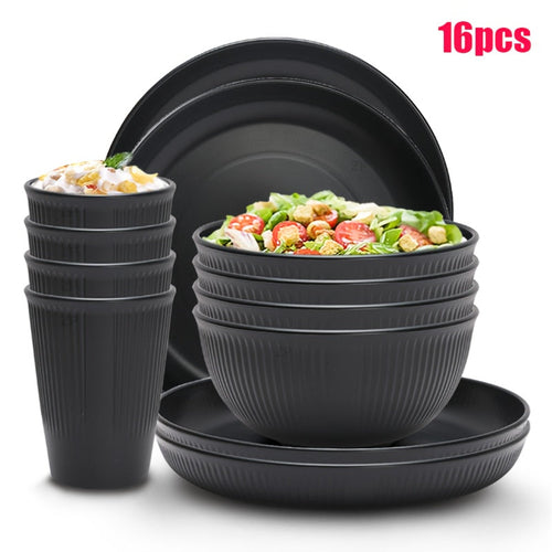 Durable 16Piece Unbreakable Dinnerware Set for Outdoors Parties