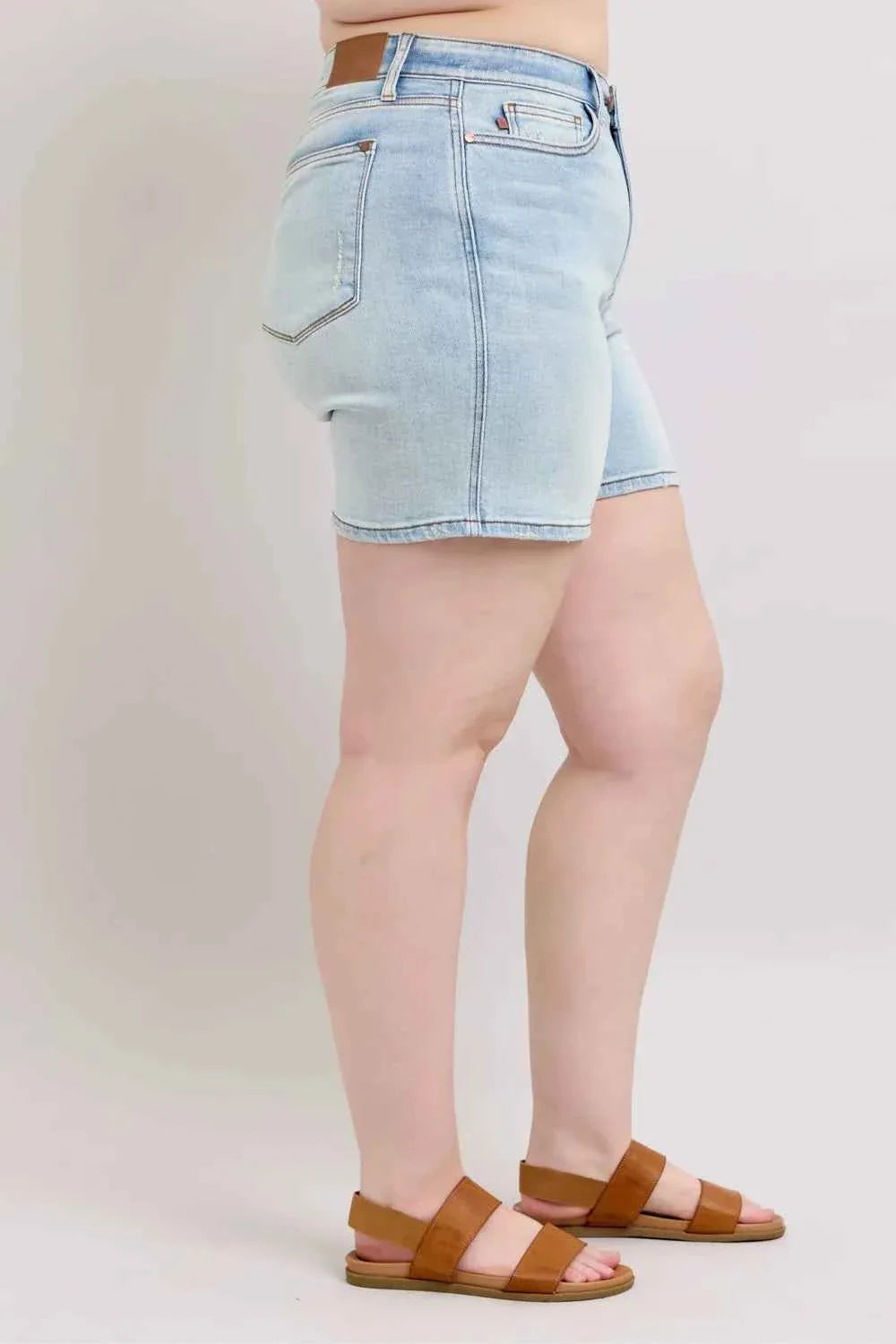 Judy Blue Plus Size Denim Shorts with Pockets - Full Size 2 Button Design