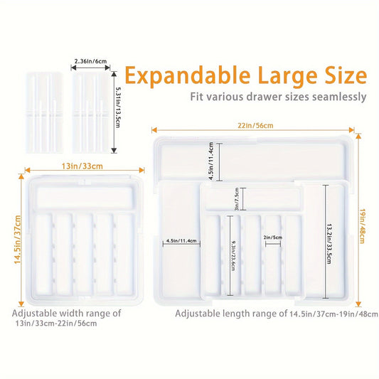 1pc Expandable Silverware Organizer with 2 Knife Blocks - BPA-Free