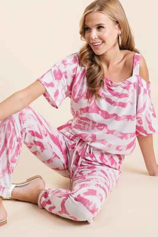 BiBi Zebra Print French Terry Stylish Top and Pants Combo